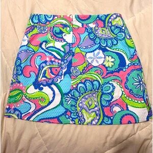 Lilly Pulitzer Conch Republic Shells Fish Groovy Pink Aqua Skirt Size 2